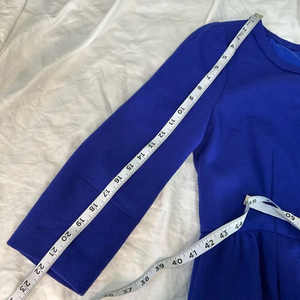 J. Crew‎ Double Face 100% Wool Teddie Dress Womens 6 Royal Blue Preppy Cocktail